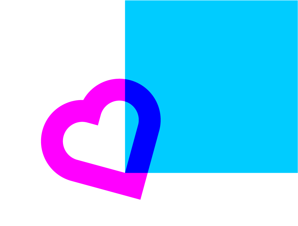cyan square magenta heart