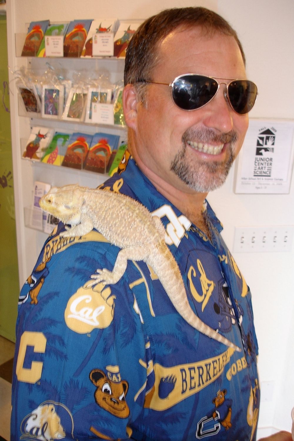 creative lab instructor with lizard